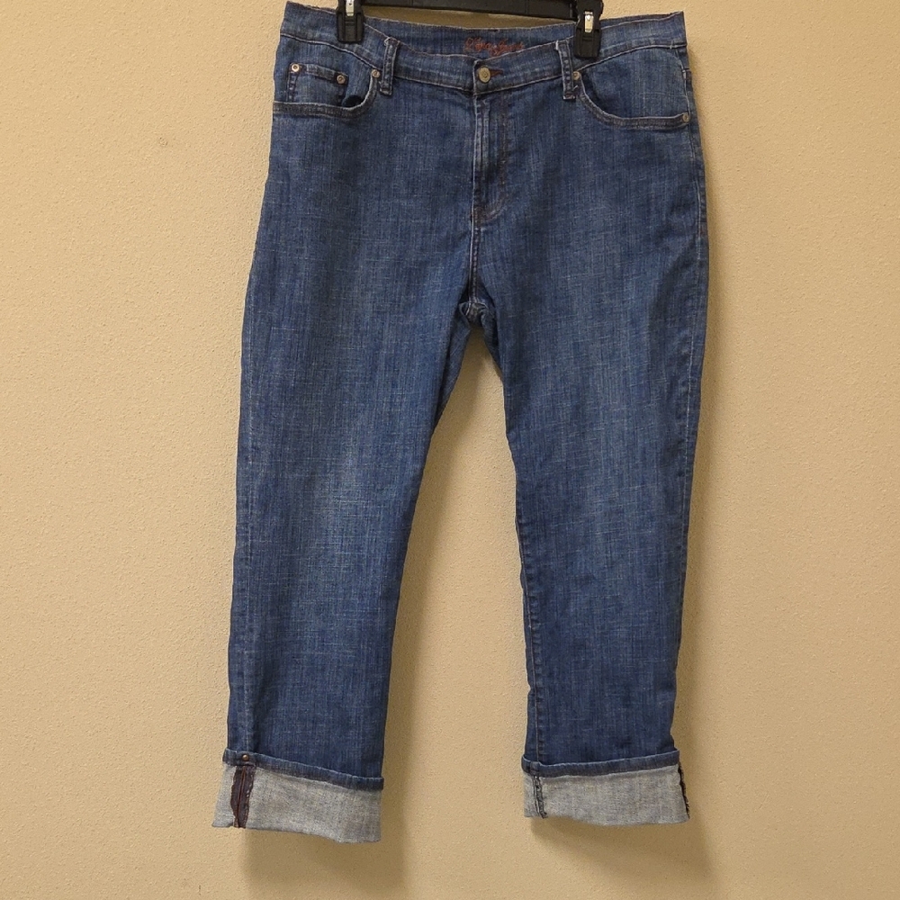 Lena Jeans Women’s Blue Jeans Wide Cuffed Stretch Jeans Size 14